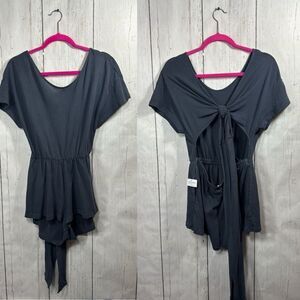 Free People Gray Jumpsuit with Tie Waist and V-Neck